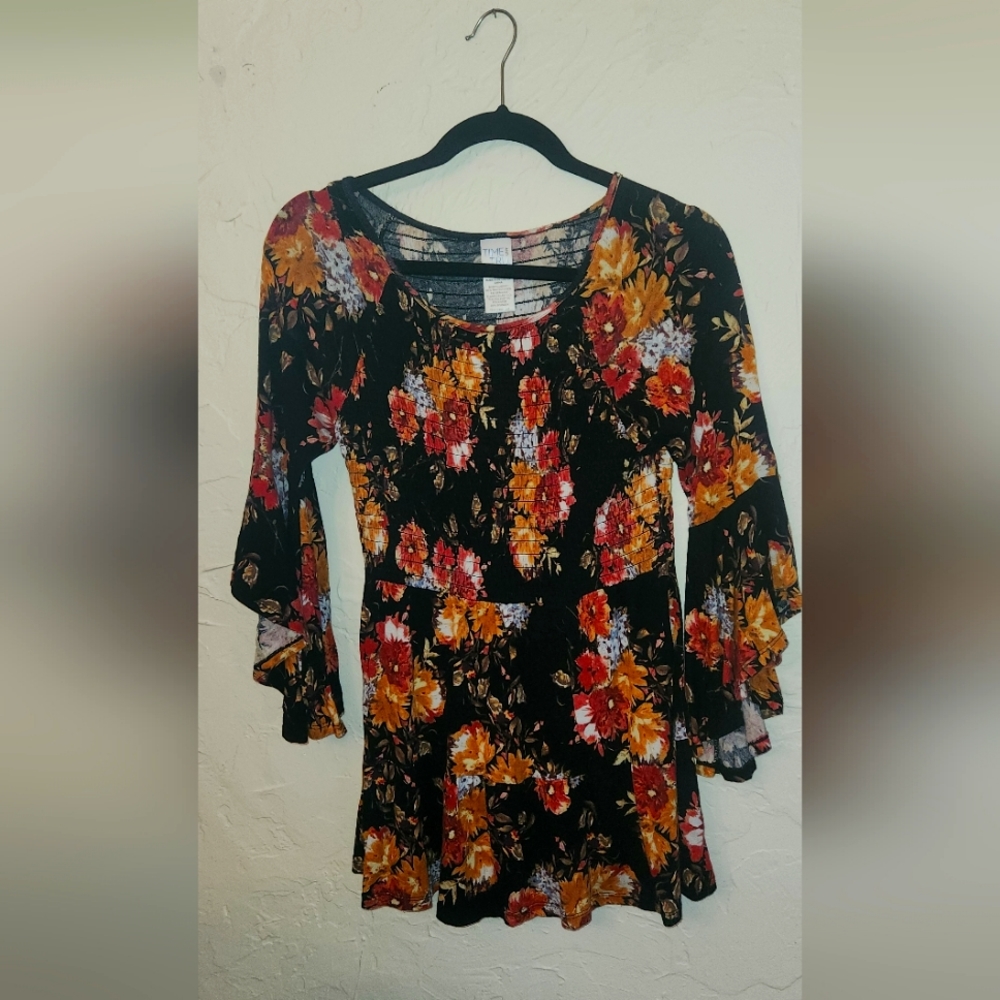 Soho smocked top with flaired sleeves